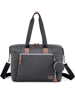 Dikaslon Large Quilted Tote Bag - Travel Weekender & Laptop Bag - Black